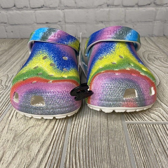 Crocs Classic Clogs Spray Dye Neon Rainbow Men’s 10 Women’s 12 NWT - Picture 3 of 10